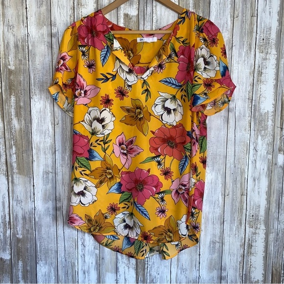 DR2 Tops - DR2 Daniel Rainn Marigold Floral Blouse